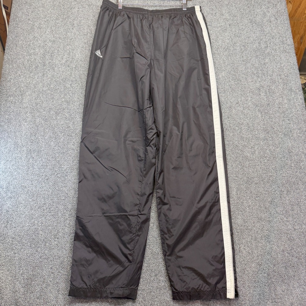 Adidas Team Mens 2XL Black White Stripe Windbreaker Track Pants Mesh Lined